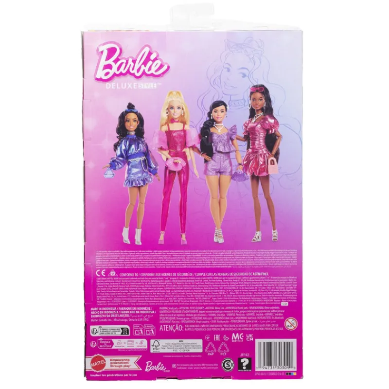 Barbie Deluxe Style nº 7 Muñeca Morena con Conjunto de Ropa Azul Metalizado y Accesorios> Muñecas