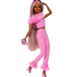 Barbie Muñeca Deluxe Style Nº 4 con Conjunto Rosa Claro y Pelo Rosa y Marrón en Trenzas><noscript><img width=