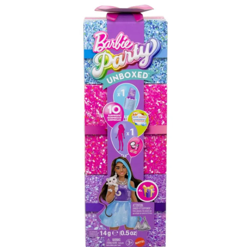 Barbie Muñeca Purple Sparkle de la Serie Glam Party de Party Unboxed y Accesorios> Muñecas