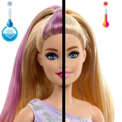 Barbie Party Unboxed Muñeca Morada con 10 Sorpresas> Muñecas