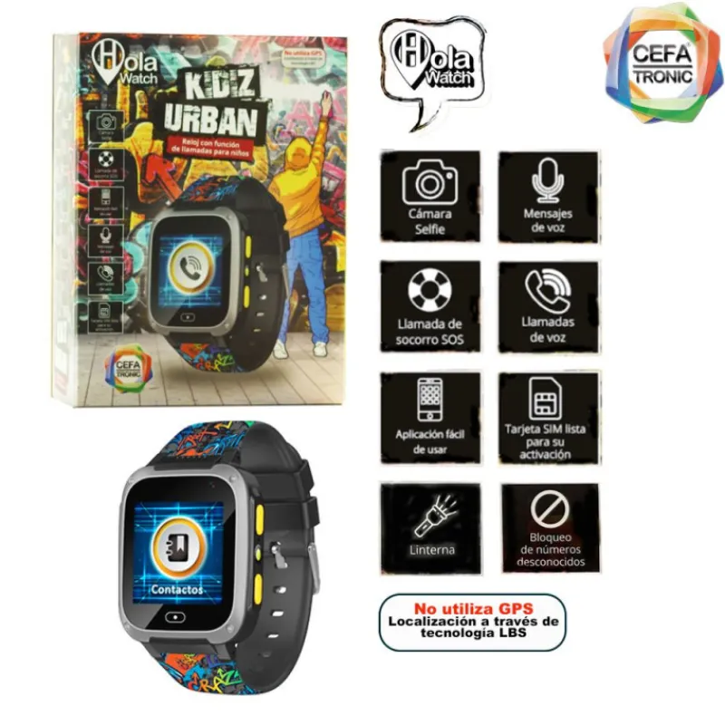 Otras marcas Cefa Tronic Hola Watch Kidiz Urban Reloj con Función de Llamadas Negro> Juguetes Electrónicos