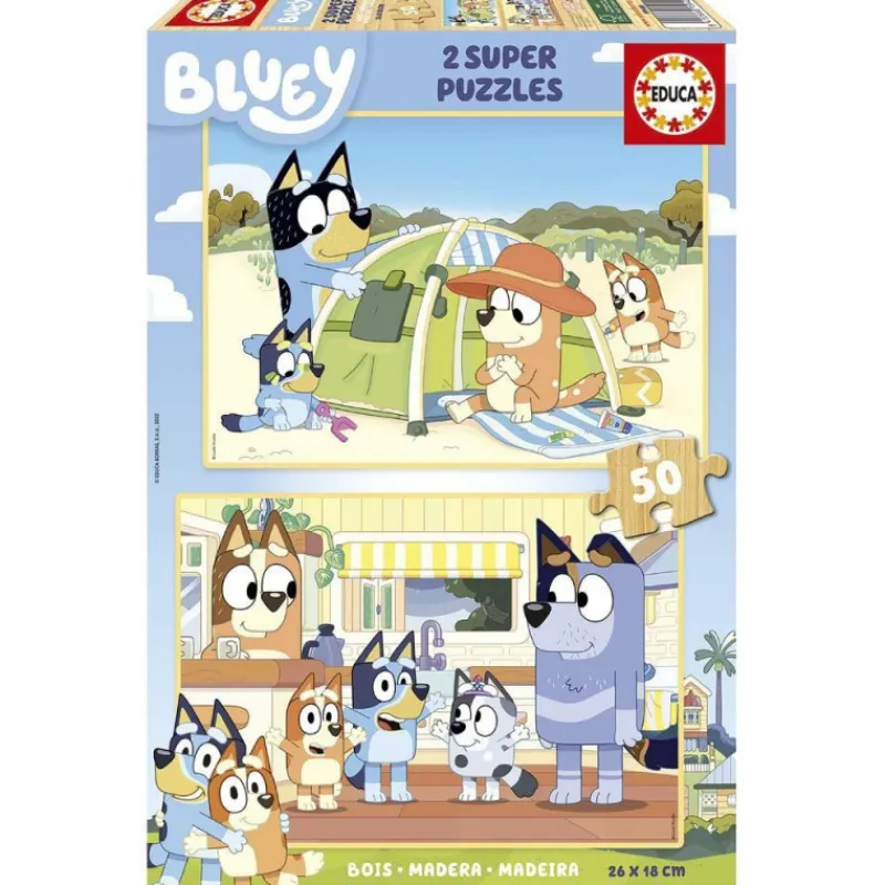 Bluey Educa Puzzle Madera 2 x 50 Piezas - 19408> Puzzles