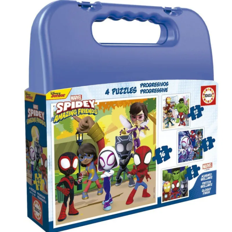 Spidey and his amazing friends Educa Puzzle Progresivo 6-9-12-16 Piezas en Maleta - 19580> Puzzles