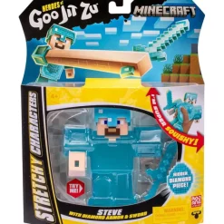 Goo jit zu Heroes Minecraft Stretchy Characters Figura Steve With Diamond Armor & Sword> Figuras Acción