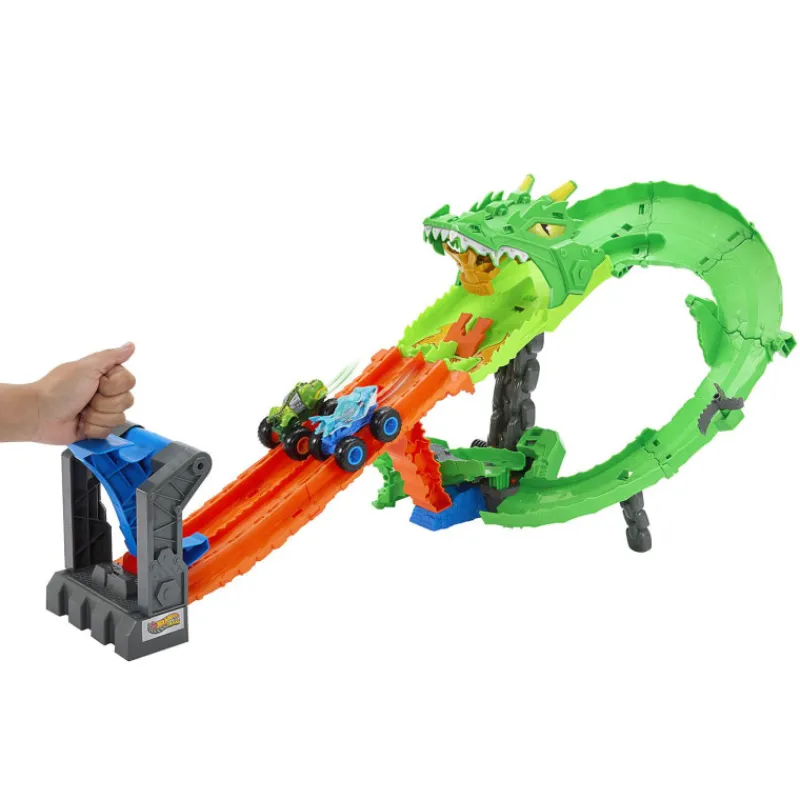 Hot wheels Monster Trucks Conjunto Destrucción del Dragón Serie Sharks Vs Dinos> Vehículos Y Pistas