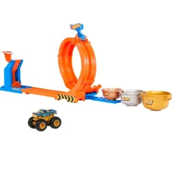Hot wheels Monster Trucks Trofeo Challenge de Loopings y Giros Bigfoot Conjunto de Pista y Camión, Conjunto de Juego><noscript><img width=