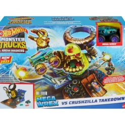 Hot wheels Monster Trucks Arena Smashers Mega Wrex Vs Crushzilla Takedown> Vehículos Y Pistas
