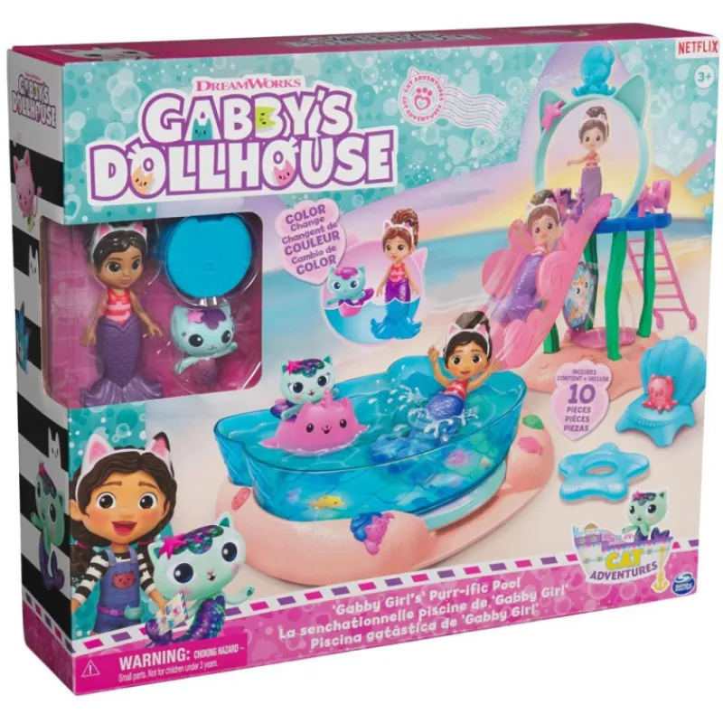 La casa de munecas de gabby La Casa de Muñecas de Gabby Playset Piscina Gabby y Gatirena> Figuras Acción
