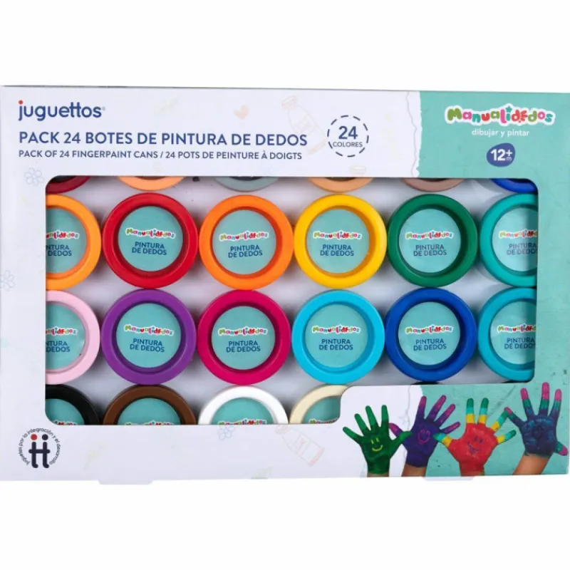 Manualidedos 24 Botes de Pintura de Dedos> Creativos