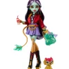 Monster high Jinafire Long Muñeca, Chica Dragón con Perrito Mascota Cloudy Yun Yun y 7 Accesorios> Muñecas