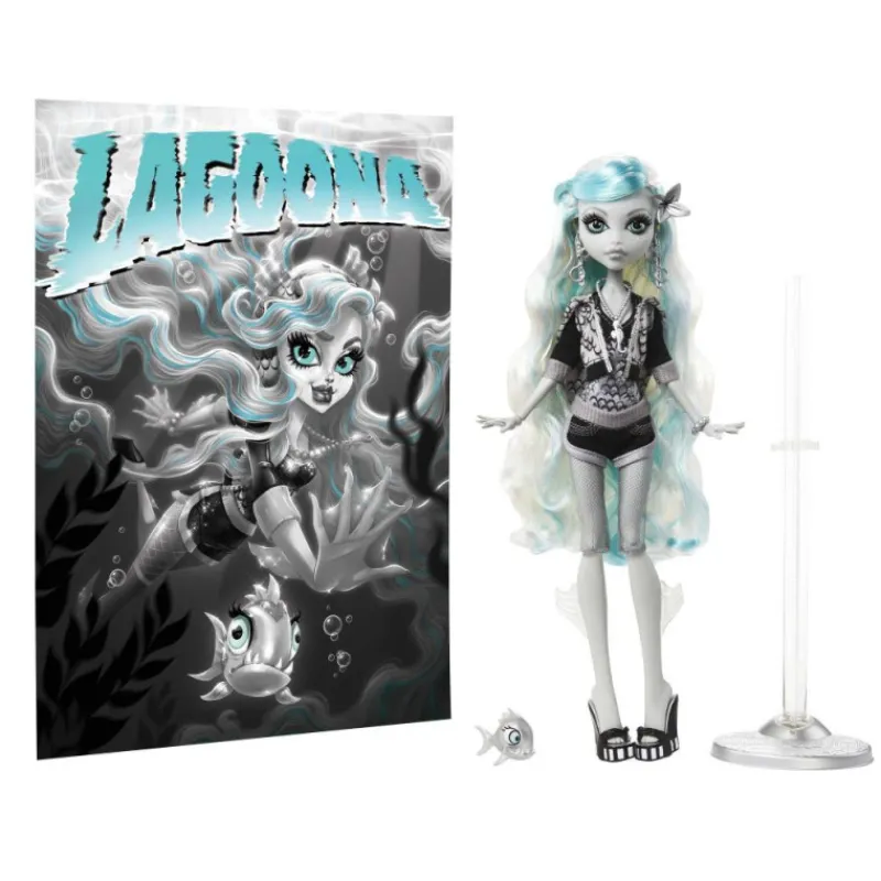 Monster high Muñeca Lagoona Blue en Blanco y Negro con Pósteres> Fan Zone|Muñecas