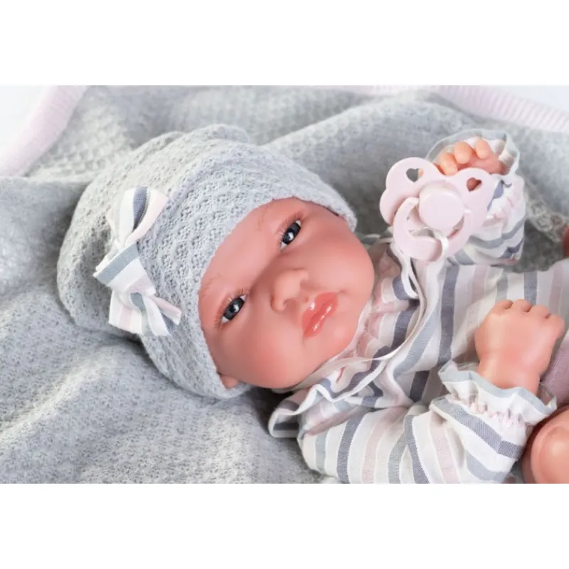 Munecas antonio juan Muñecas Antonio Juan Recién Nacida Baby Toneta con Toquilla de Punto> Muñecas