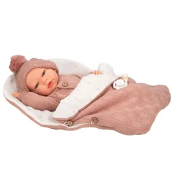 Munecas arias Mueñcas Arias Reborn Elba Rosa con Saco de Dormir 40 cm> Muñecas
