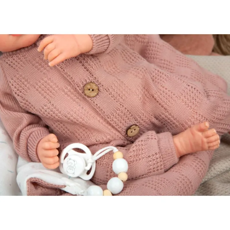 Munecas arias Mueñcas Arias Reborn Elba Rosa con Saco de Dormir 40 cm> Muñecas