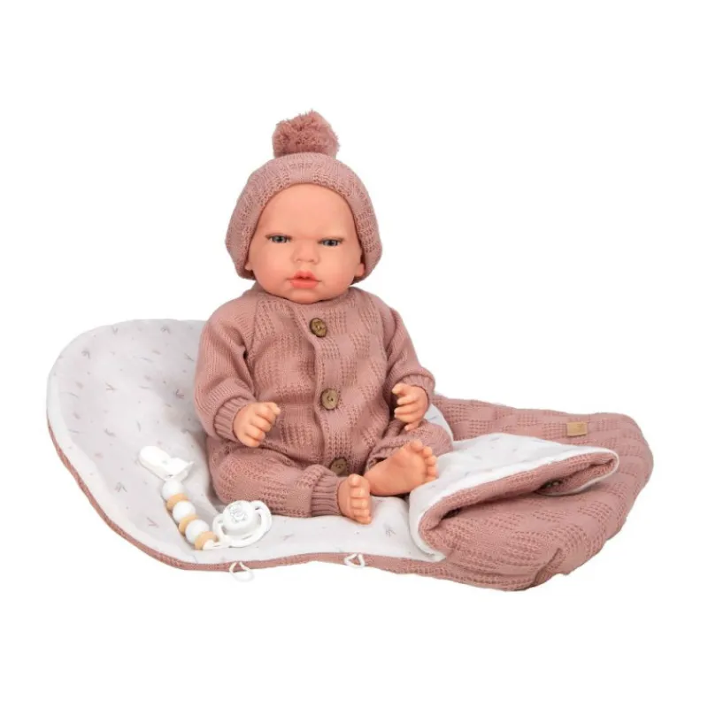 Munecas arias Mueñcas Arias Reborn Elba Rosa con Saco de Dormir 40 cm> Muñecas