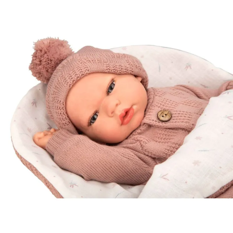 Munecas arias Mueñcas Arias Reborn Elba Rosa con Saco de Dormir 40 cm> Muñecas