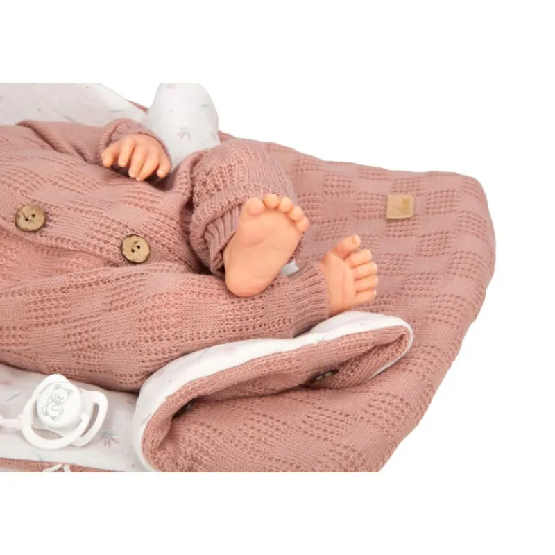 Munecas arias Mueñcas Arias Reborn Elba Rosa con Saco de Dormir 40 cm> Muñecas