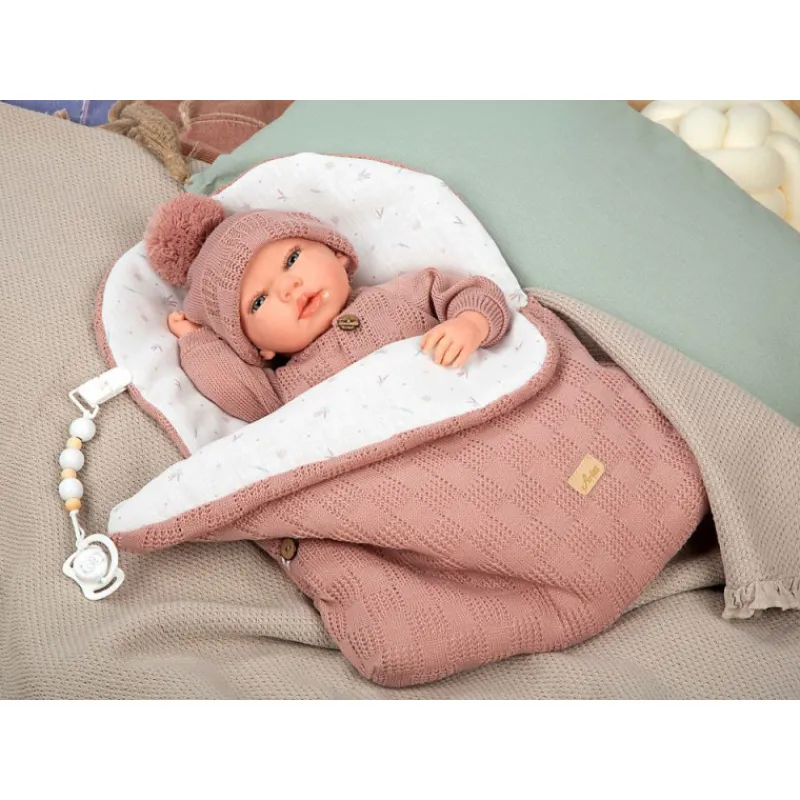 Munecas arias Mueñcas Arias Reborn Elba Rosa con Saco de Dormir 40 cm> Muñecas
