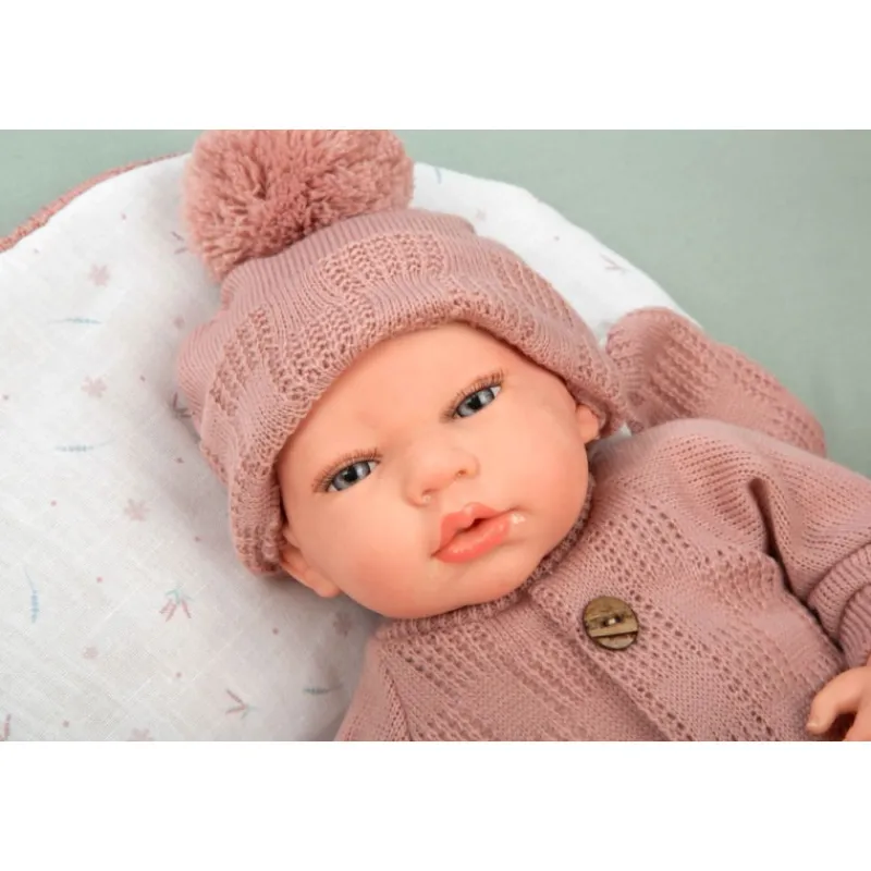 Munecas arias Mueñcas Arias Reborn Elba Rosa con Saco de Dormir 40 cm> Muñecas