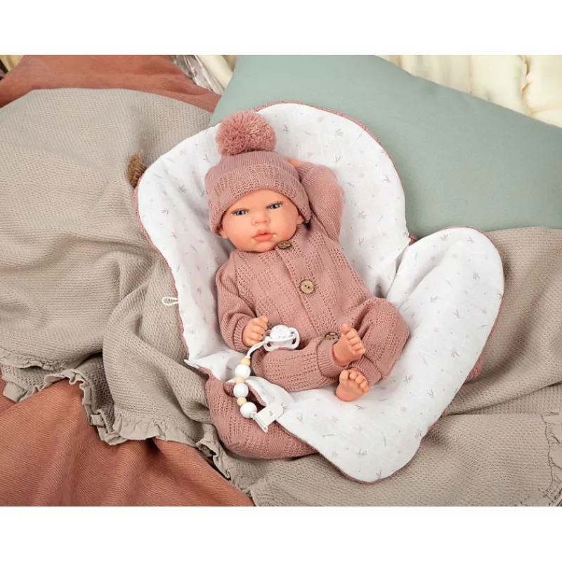 Munecas arias Mueñcas Arias Reborn Elba Rosa con Saco de Dormir 40 cm> Muñecas