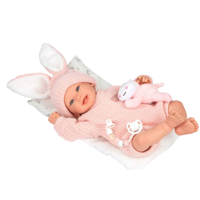 Munecas arias Mueñcas Arias Reborn Lucía con Cojín y Peluche 45 cm> Muñecas