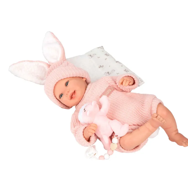 Munecas arias Mueñcas Arias Reborn Lucía con Cojín y Peluche 45 cm> Muñecas