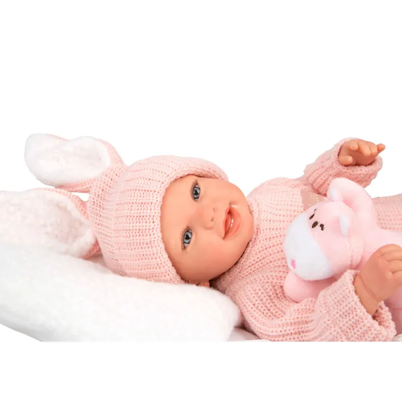 Munecas arias Mueñcas Arias Reborn Lucía con Cojín y Peluche 45 cm> Muñecas
