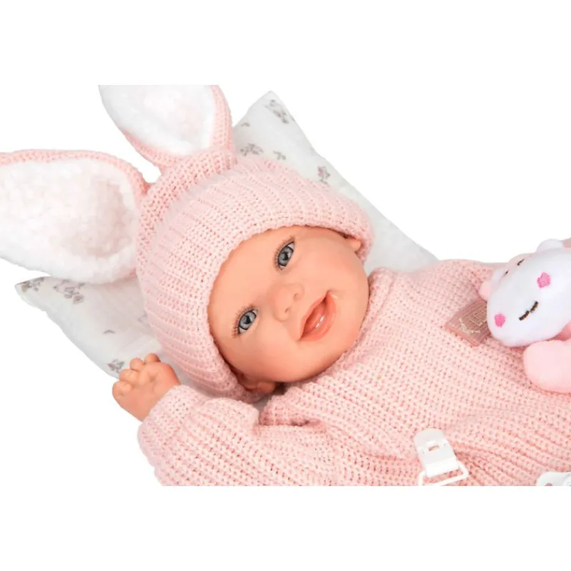 Munecas arias Mueñcas Arias Reborn Lucía con Cojín y Peluche 45 cm> Muñecas