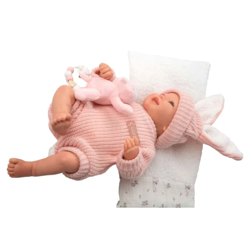 Munecas arias Mueñcas Arias Reborn Lucía con Cojín y Peluche 45 cm> Muñecas