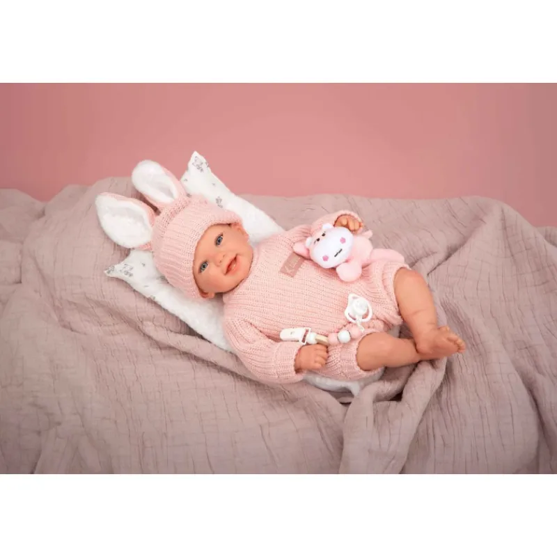 Munecas arias Mueñcas Arias Reborn Lucía con Cojín y Peluche 45 cm> Muñecas