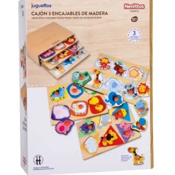 Nenittos Cajón 3 Puzzles de Madera> Juguetes Educativos|Primera Infancia