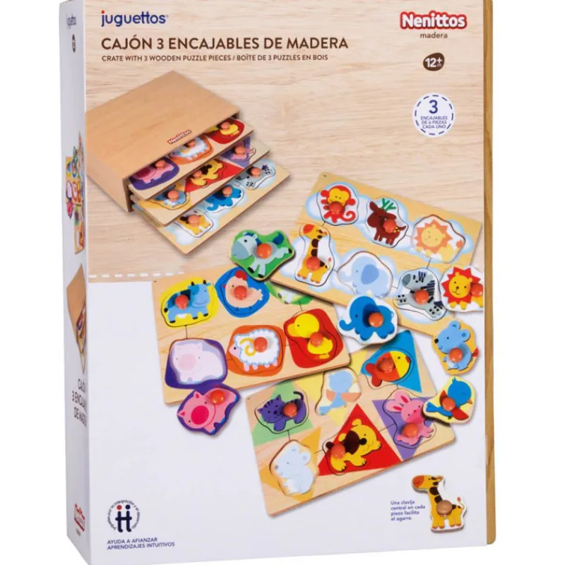 Nenittos Cajón 3 Puzzles de Madera> Juguetes Educativos|Primera Infancia