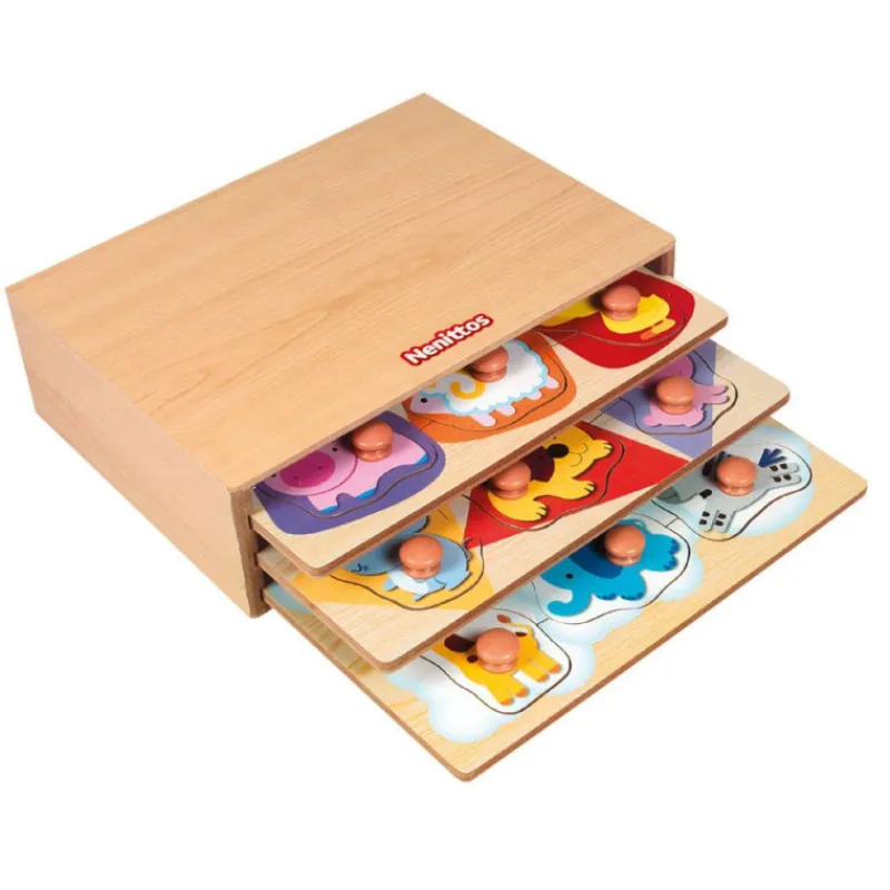Nenittos Cajón 3 Puzzles de Madera> Juguetes Educativos|Primera Infancia