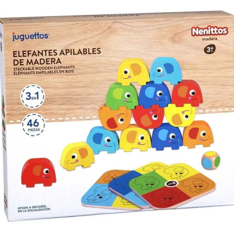 Nenittos Elefantes Apilables de Madera> Juguetes Educativos|Primera Infancia