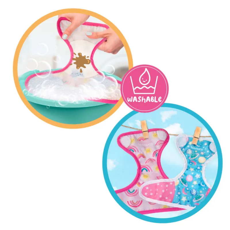Nenuco Pop Muñeco con 2 Pañales Reutilizables y Accesorios> Muñecas