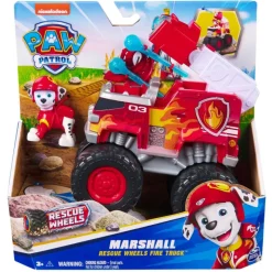 Paw patrol Camión de Bomberos Rescue Wheels Firetruck y Figura de Marshall> Figuras Acción|Vehículos Y Pistas