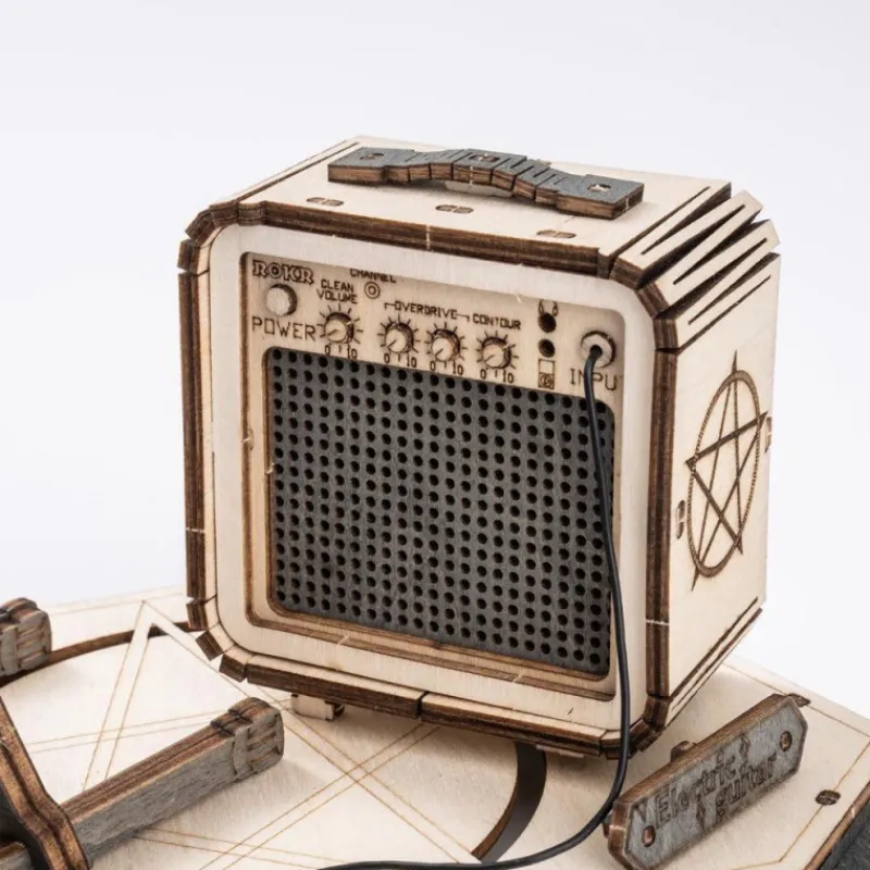 Robotime Guitarra Eléctrica con Amplificador Maqueta de Madera> Construcción|Fan Zone