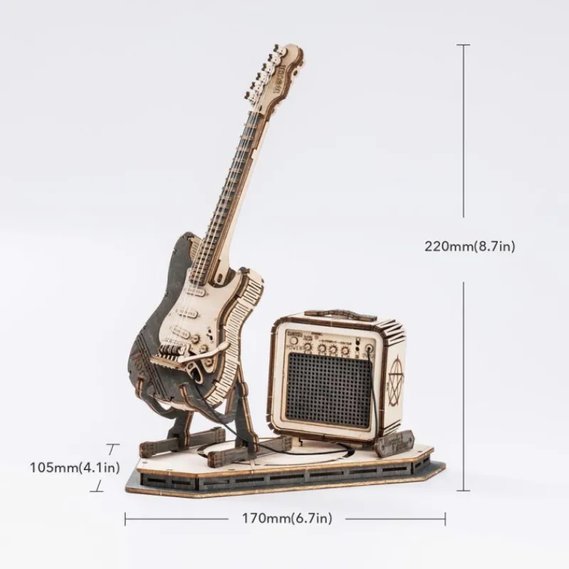 Robotime Guitarra Eléctrica con Amplificador Maqueta de Madera> Construcción|Fan Zone