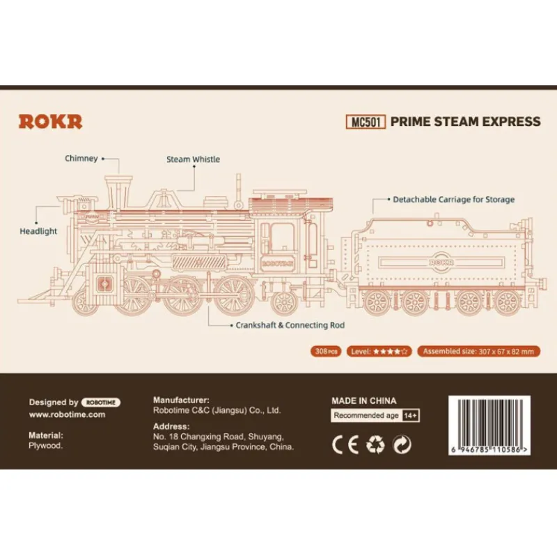 Otras marcas Robotime Prime Tren de Vapor Maqueta de Madera> Construcción|Fan Zone
