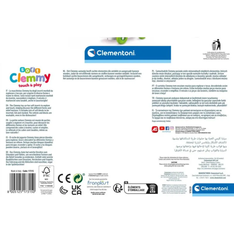 Baby clementoni Soft Clemmy Touch & Play Vehículo con Texturas> Primera Infancia