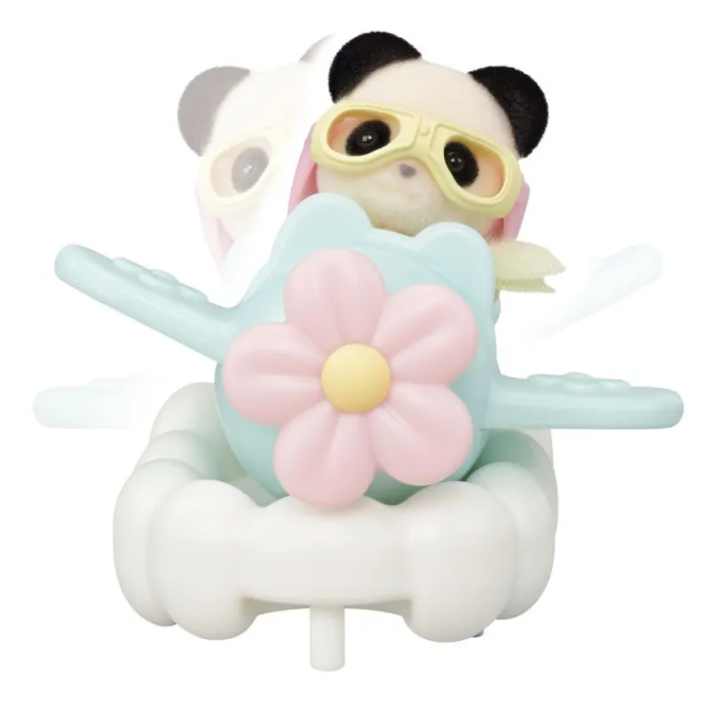 Sylvanian families Crème Chocolate en Tren y Erin Panda en Avión> Figuras Acción